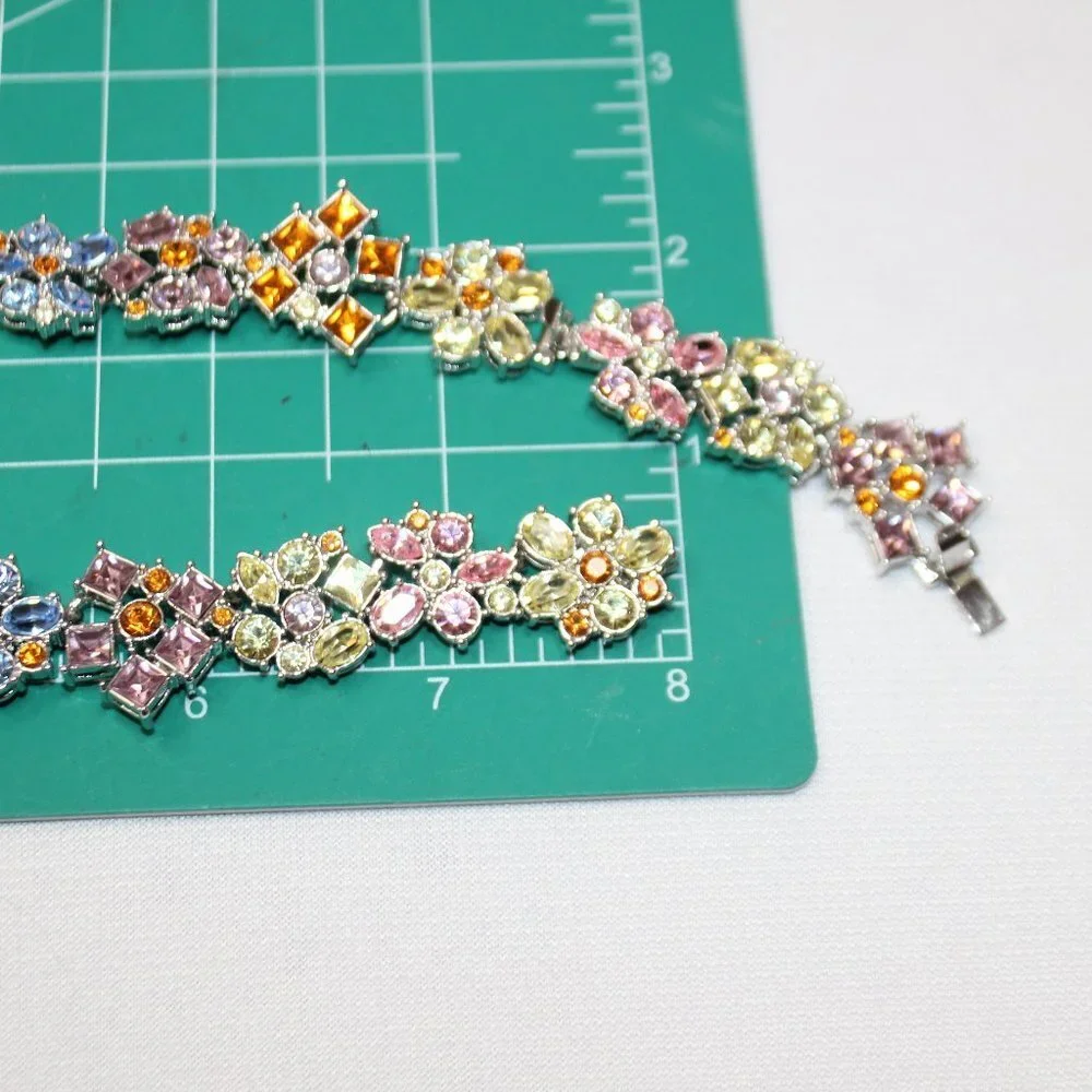 Nolan Miller Multi-Color Floral Crystal and Silver Necklace - Picture 12 of 13